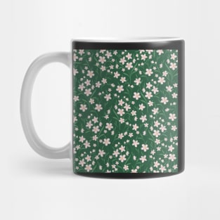 Watercolor Pink Floral Botanical Dark Green design Mug